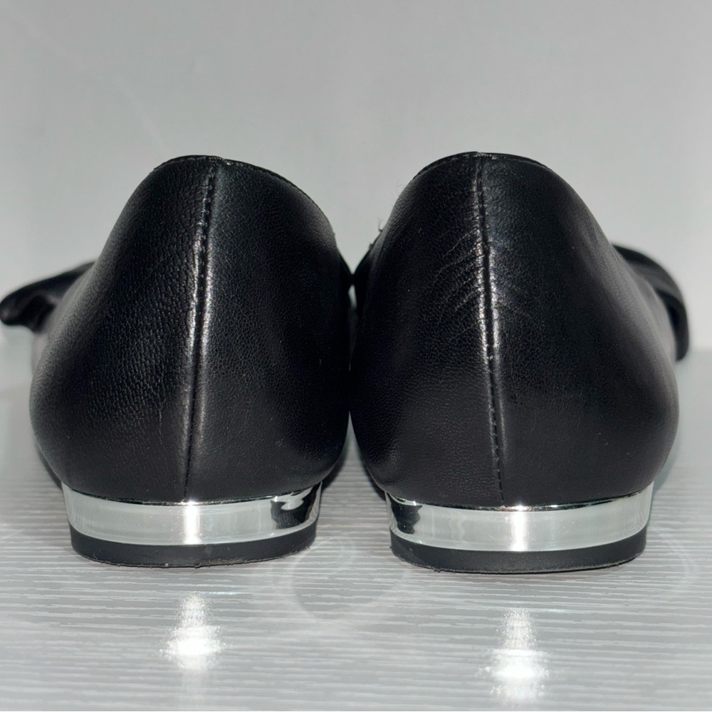 Aquazzura Black Leather Flats with Bow - Picture 5 of 10